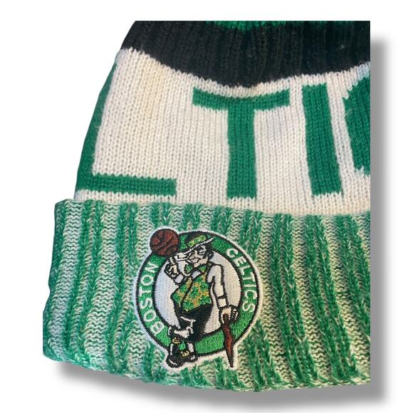 New Era Boston Celtics NBA Basketball Knit Beanie Hat Cap Cuff Pom Lined Wool - Picture 5 of 12